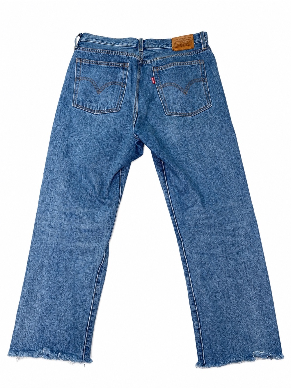 Levi’s Wedgie Straight Womens High Rise Cropped Raw Hem Jeans Size 30 light wash - Picture 3 of 9
